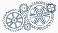 Interconnected Gear System Mechanical Flat Vector, vector design Generative AI Royalty Free Stock Photo
