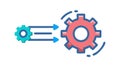 Interconnected Gears with Arrow, Progress and Innovation, vector design Generative AI Royalty Free Stock Photo