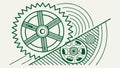 Interconnected Gears, Dynamic Lines, Industrial Progress Art, vector design Generative AI Royalty Free Stock Photo