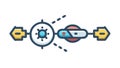 Interconnected Gears, Global Networking, System Integration, vector design Generative AI Royalty Free Stock Photo
