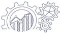 Interconnected Gears with Growth Chart Vector, vector design Generative AI Royalty Free Stock Photo