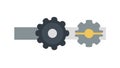 Interconnected gears icon: mechanical processes and efficient workflow, vector design Generative AI Royalty Free Stock Photo