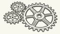 Interconnected Gears Mechanical System Vector, vector design Generative AI Royalty Free Stock Photo