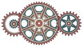 Interconnected Gears Mechanism, Teamwork and Engineering Concept, vector design Generative AI Royalty Free Stock Photo