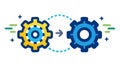Interconnected gears with process arrows, symbolizing workflow and continuous improvement, vector design Generative AI Royalty Free Stock Photo
