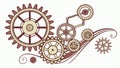 Interconnected gears system, complex mechanism design vector design Generative AI