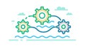 Interconnected Gears System: Process Automation and Workflow Icon, vector design Generative AI Royalty Free Stock Photo