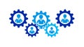 Interconnected Gears for Teamwork and Process Automation, vector design Generative AI Royalty Free Stock Photo