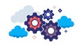 Interconnected Gears: Teamwork, Process System Integration, vector design Generative AI Royalty Free Stock Photo
