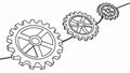 Interconnected Gears Vector, Teamwork Mechanism, Progress, vector design Generative AI Royalty Free Stock Photo