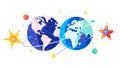 Interconnected Global Network with Planets and Stars Vector, vector design Generative AI Royalty Free Stock Photo