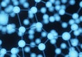 Interconnected glowing blue spheres represent a molecular Royalty Free Stock Photo