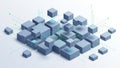 Interconnected gray cubes floating in space, resembling a network or Royalty Free Stock Photo