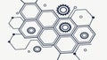Interconnected hexagonal structure with gears, symbolizing complex systems and mechanics. vector design Generative AI Royalty Free Stock Photo
