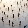 Interconnected human figures representing business collaboration, networking, and teamwork dynamics