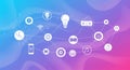 Interconnected icons form a network on a soft gradient background transitioning from Royalty Free Stock Photo