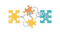 Interconnected jigsaw puzzle pieces, problem-solving and collaboration concept, vector design Generative AI Royalty Free Stock Photo
