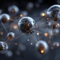 Interconnected luminous orbs: a visualization of networking and communication flows Royalty Free Stock Photo