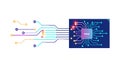 Interconnected Microchip and Circuit Board Design, vector design Generative AI Royalty Free Stock Photo