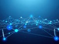 Interconnected network of blue nodes and lines Royalty Free Stock Photo