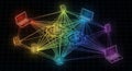 Interconnected network of digital devices and servers, symbolizing data flow and connectivity Royalty Free Stock Photo