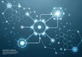 Interconnected network of futuristic hexagonal nodes and digital pathways Royalty Free Stock Photo