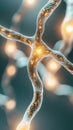 Interconnected network streams. Neural networks structure concept. Glowing light points connect nodes. Abstract data communication Royalty Free Stock Photo