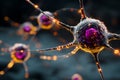 Interconnected neurons exchanging signals in a colorful macro animation Royalty Free Stock Photo