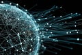 Interconnected Nodes and Data Streams Create a Dynamic Wireframe Globe Representing Global Networks and Digital Royalty Free Stock Photo
