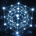 Interconnected nodes is displayed forming a complex three dimensional Royalty Free Stock Photo