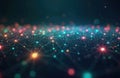 Interconnected nodes form network of complex systems. Colorful nodes link structure, web, integration, interaction. It is a neural Royalty Free Stock Photo