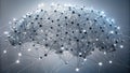 Interconnected nodes forming a complex network structure, representing a conceptual brain or neural system. Generative AI Royalty Free Stock Photo