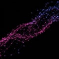 Interconnected nodes and lines form a dynamic, wave-like structure against a black Royalty Free Stock Photo