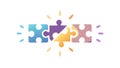 Interconnected Puzzle Pieces Teamwork Solution, vector design Generative AI Royalty Free Stock Photo