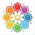 Interconnected 8Step Circular Business Diagram Royalty Free Stock Photo