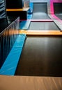 Interconnected trampolines for indoor jumping. New revolution pl