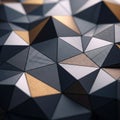 Of interconnected triangular facets in shades of dark gray gold Royalty Free Stock Photo