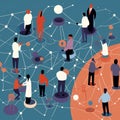An interconnected web of diverse IT professionals collaborating on a shared project