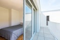 Interconnecting balcony and double bedroom Royalty Free Stock Photo