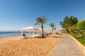 Intercontinental Beach at InterContinental Aqaba Hotel on the Red Sea in Aqaba, Jordan Royalty Free Stock Photo