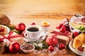 Intercontinental Christmas breakfast spread Royalty Free Stock Photo