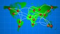 Intercontinental flights on the world map