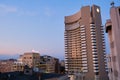 Intercontinental Hotel in Bucharest, Romania, at sunset, next to old buildings. Bucharest, Romania - May 9, 2020