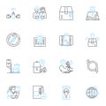 Intercontinental mobility linear icons set. Migration, Relocation, Emigration, Immigration, Transnationalism, Diaspora Royalty Free Stock Photo
