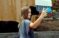 Intercourse, PA: Girl Taking Selfie with Llama Royalty Free Stock Photo