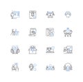 Intercultural communication line icons collection. Diversity , Globalization , Multiculturalism , Adaptation