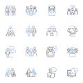 Interdependence line icons collection. Collaboration, Partnership, Dependence, Synergy, Unity, Cooperation, Trust vector