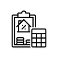 Black line icon for Interest, deposit and finance