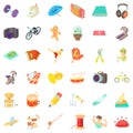 Interest icons set, cartoon style Royalty Free Stock Photo