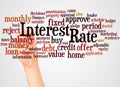 Interest Rate word cloud and hand with marker concept Royalty Free Stock Photo